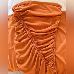 Anthropologie Celandine Orange Strapless Ruched Tube Dress